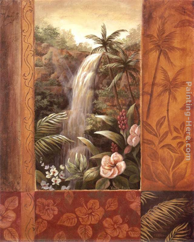 Tropical Waterfall II painting - Vivian Flasch Tropical Waterfall II art painting